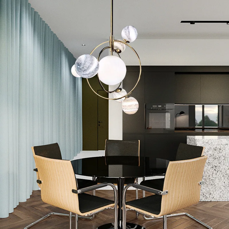 Светодиодный светильник в стиле пост-модерн для гостиной, Подвесная лампа для спальни, скандинавские обеденные светильники, дизайн "блуждающая Земля"