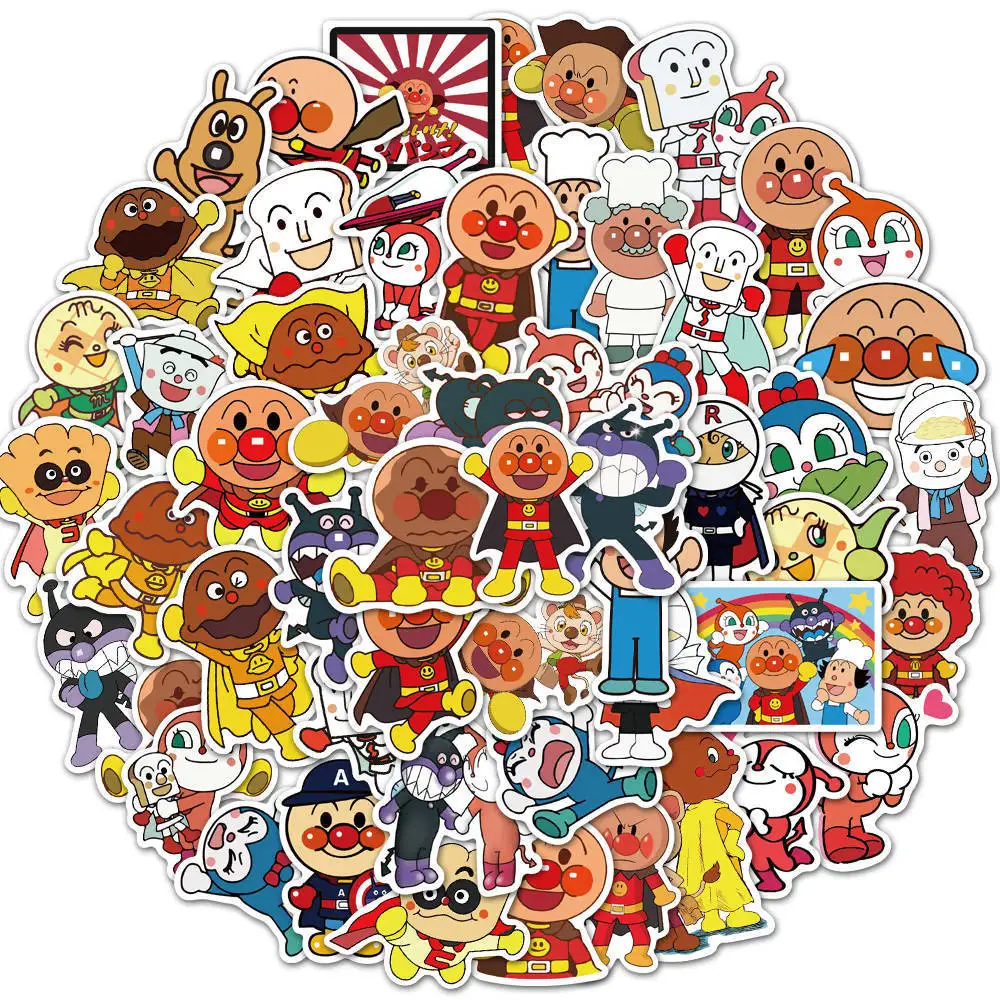 

50Pcs Cartoon Animation Anpanman Graffiti Stickers For Suitcase Skateboard Laptop Luggage Fridge Phone DIY Decal Sticker Kid Toy