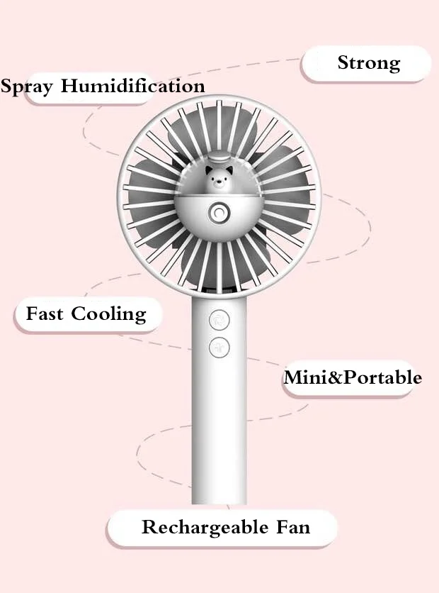 Misting Fan Mini USB Handheld Humidifier Mist Water Spray Moisturizing Portable Electric Fan