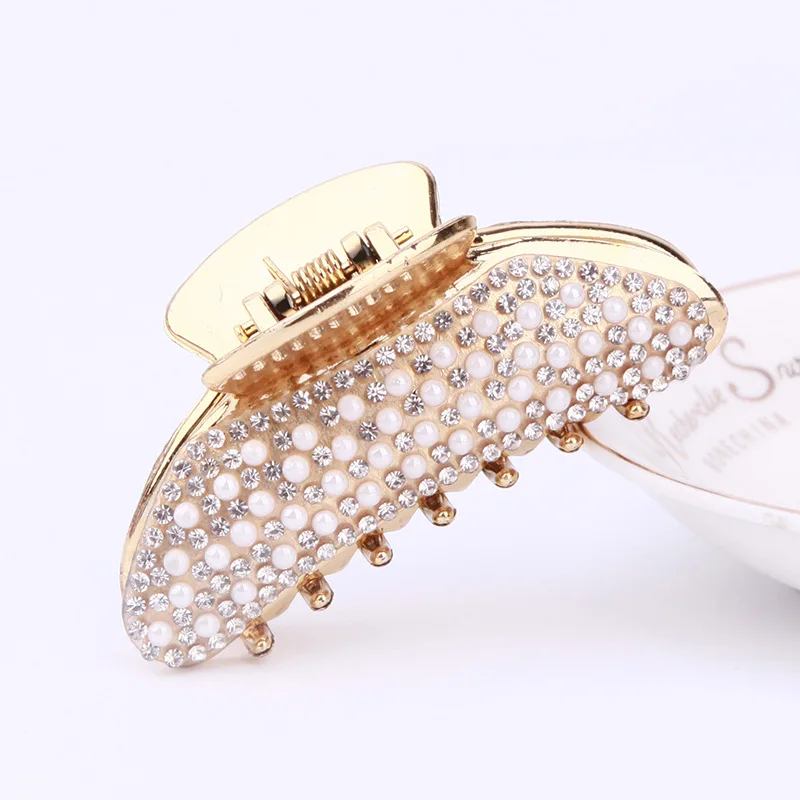 Hairpin Hair-Accessories Claw-Clamps Crab Rhinestones-Hair Moon-Shape Girls Women 
