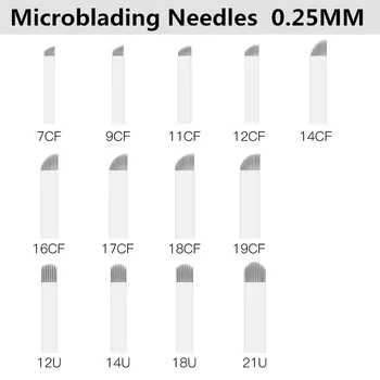 

20PCS Tattoo Needles Permanent Makeup Eyebrow Tatoo Blade Microblading Needles CF/U Shapes For 3D Embroidery Manual Tattoo Pen