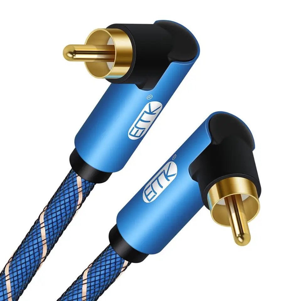 Câble Audio RCA EMK – 2 Mâles Vers 2 Mâles – Blindé, Plaqué Or, Gaine Tressée – Pour Caisson De Basse, Ampli, Home Cinéma
