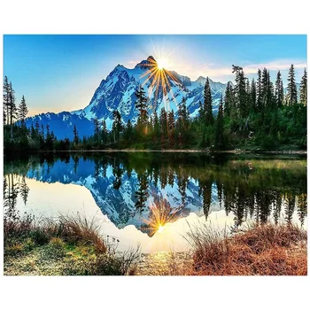 

Paint By Numbers Kits for Adult, DIY Canvas Painting for Adults Beginner -Silent Mountain Lake