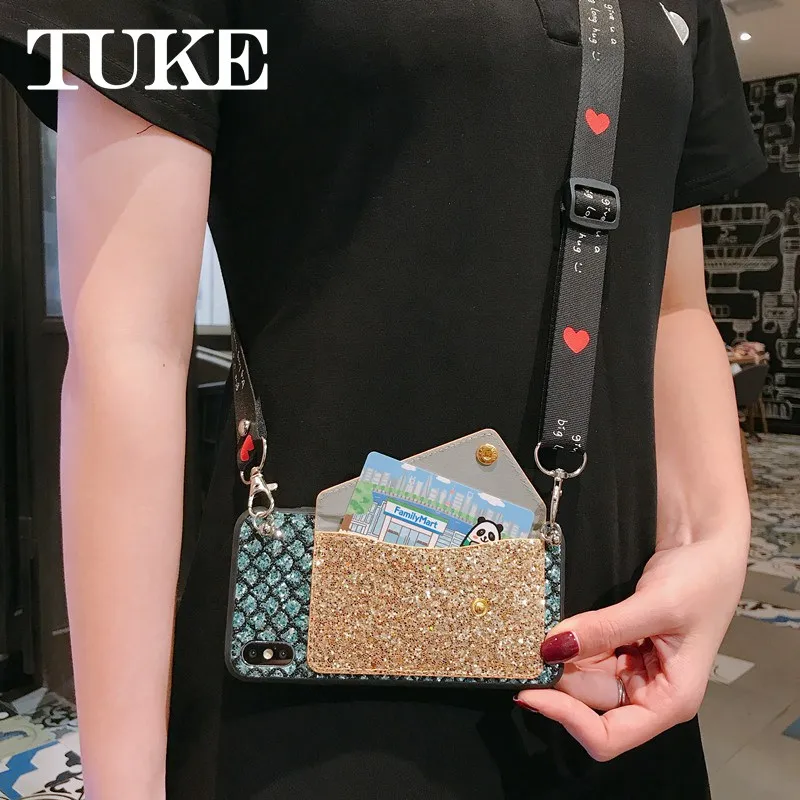 

For iPhone 6S 7 8 Plus Case Cover Crossbody Core Glitter Wallet Slot With diamond Case for iPhone 6S 7 8 Plus 11 X XS XR Pro MAX