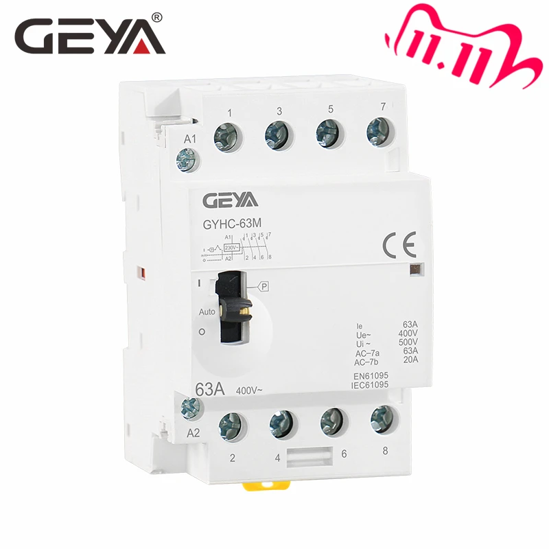 Модульный контактор GEYA GYHC 4P 40A 63А 4NO 2NO2NC 220 В/230 В 50/60 Гц|Замыкатели| |
