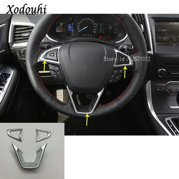 

For Ford EDGE 2015 2016 2017 car sticker cover styling Steering wheel Interior Kit switch Trim lamp frame molding parts 3pcs