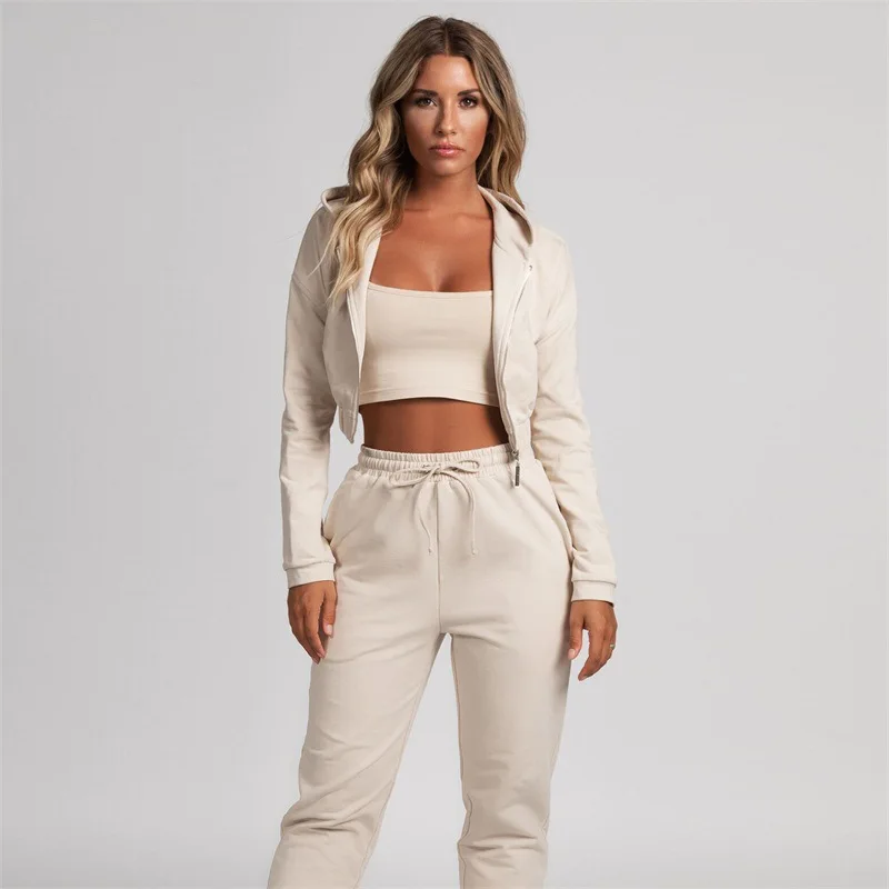 

Women Sexy Tracksuit Collar Long Sleeve Top Long-sleeved hooded sweater trousers casual sports suit Casual Pants Two Piece