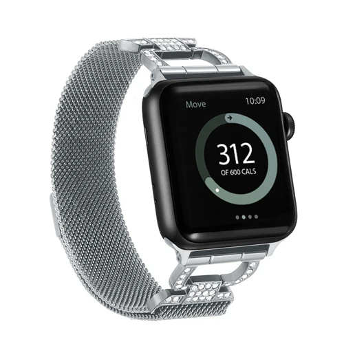 Миланская петля Алмазный ремешок для apple watch ремешок 44 мм 40 мм apple watch 4 5 3 браслет из нержавеющей стали iwatch ремешок 42 мм 38 мм - Цвет ремешка: Silver