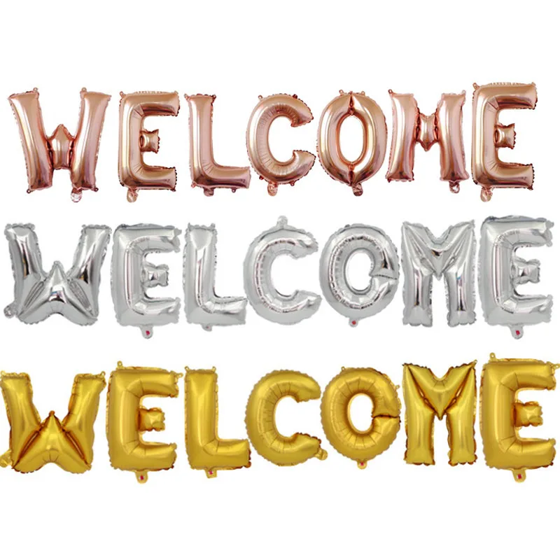 

16 Inch Rose Gold Welcome Home Letter Foil Balloons Event Invitation Party Decor Suppliers Inflatable Air Balls Decoration 7pcs