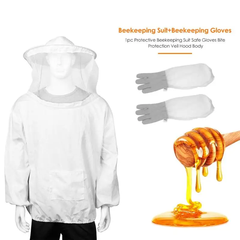 Защита от пчел костюм одежда изысканное мастерство безопасности вентиляционные перчатки анти пчела вуаль капюшон полный корпус защищен