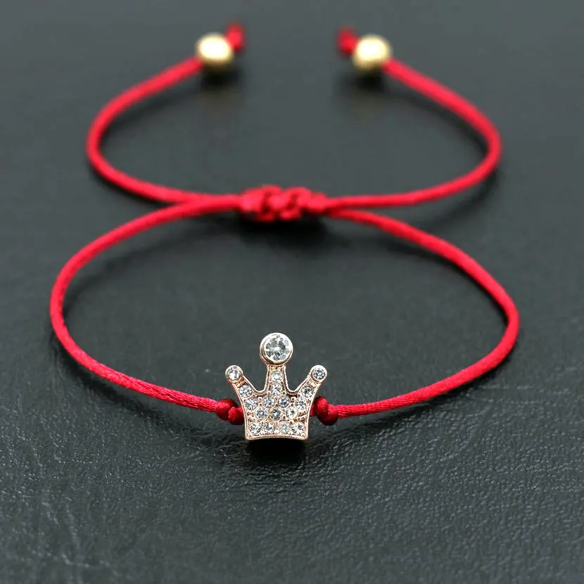 Minimalism style Micro CZ Crown Women Bracelet Thin Red Rope Thread Strings Bracelets For Girls Couples Female Jewelry Love Gift