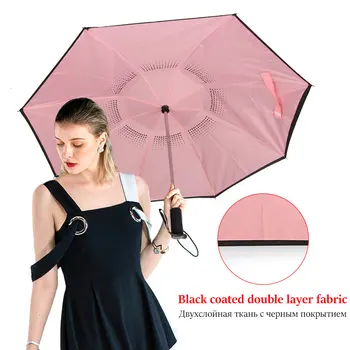 

Reverse Umbrella Double Cloth Umbrella Rain Women Men 3Folding Car Automatic Strong Windproof Portable Travel Outdoor Umbrella