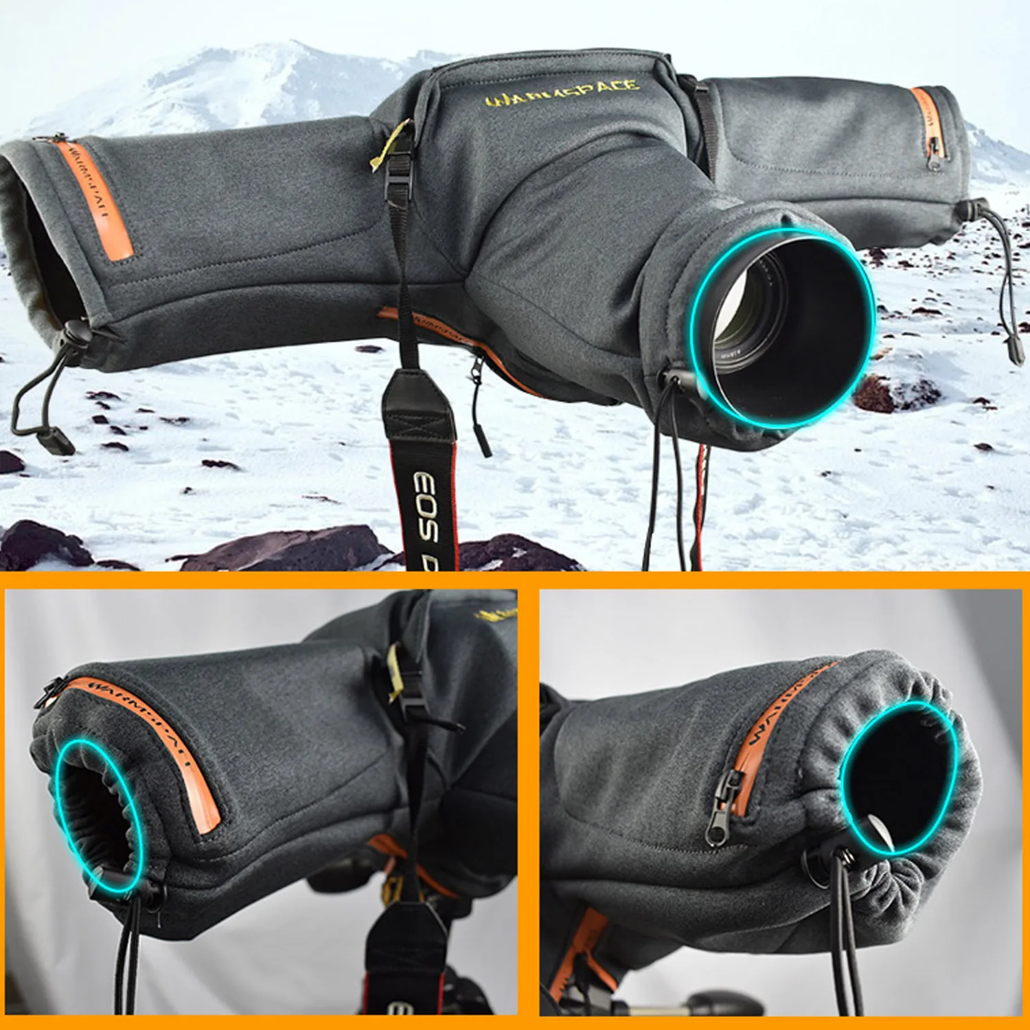 Besegad 3-gear температура регулируемая Питание от USB теплый нагрев Coldproof крышка камеры протектор для Canon Nikon sony DSLR SLR