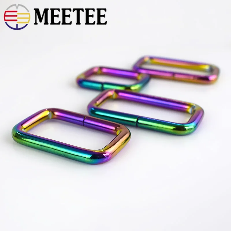 Meetee 4pc 26/33/38mm Metal Square D Ring Adjust Web Strap Buckles Bag Clasp Hang Hook DIY Luggage Hardware Accessories BF228|Пряжки и