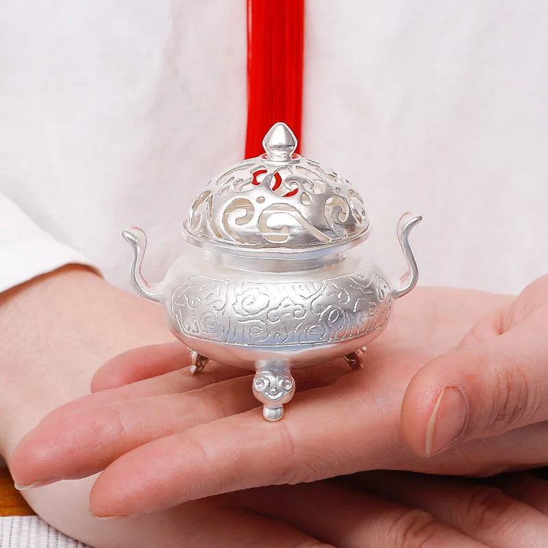 

Sterling silver incense burner hand-made tea ceremony accessories sterling silver 999 home Kung Fu silver tea set