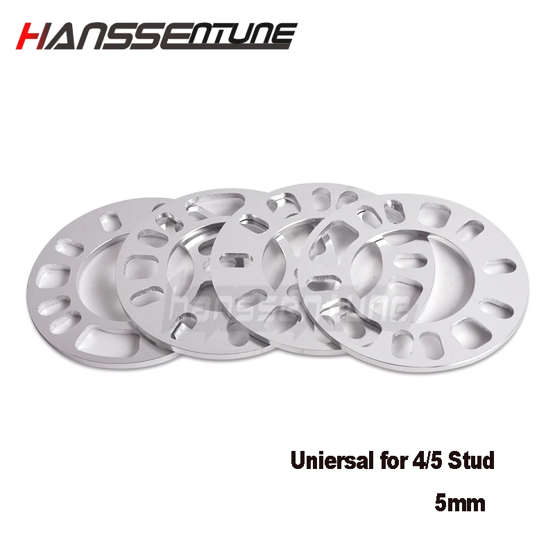 HANSSENTUNE 2PCS Universal Wheel Spacer Adaptor Shims Plate Alloy Aluminum 4/5 Stud 5MM 4x100 4x108 4X114.35x100 5x112 5x114.3 | Автомобили