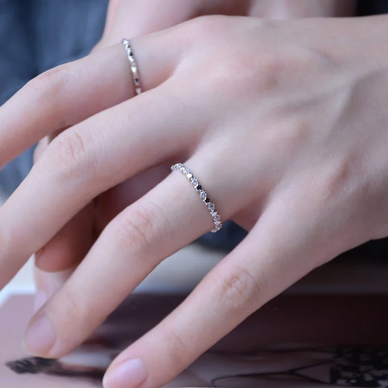 Women Zircon Rings Silver Color Alloy Party Wedding Engagement