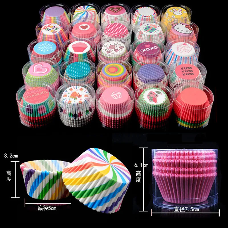 100pcsCakeMuffinCupcakePaperCupsCakeBoxCupcakesLinerMold