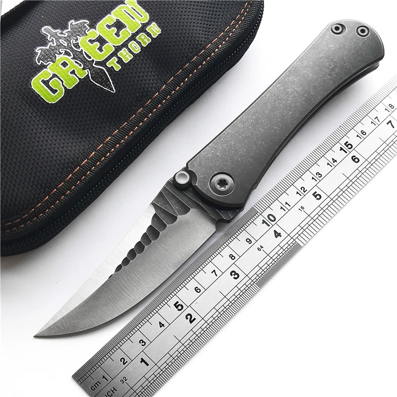 

Green Thorn BORKA M390 Folding Knife Titanium Handle Ball Bearing Hunting Tactical Survival Pocket Knifes EDC Multi Tool Gift