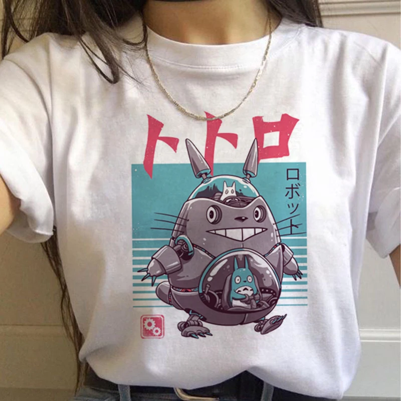 7736 Totoro Studio Ghibli Harajuku футболка женская Miyazaki Hayao Ullzang Kwaii футболка с рисунком 90s футболка "Аниме" модная футболка женская - Цвет: 7736