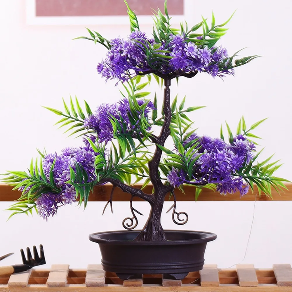 

Artificial Silver Birch Tree Plants Bonsai Plastic Fake Flowers Potted Ornaments Christmas Home Garden Office Decoration