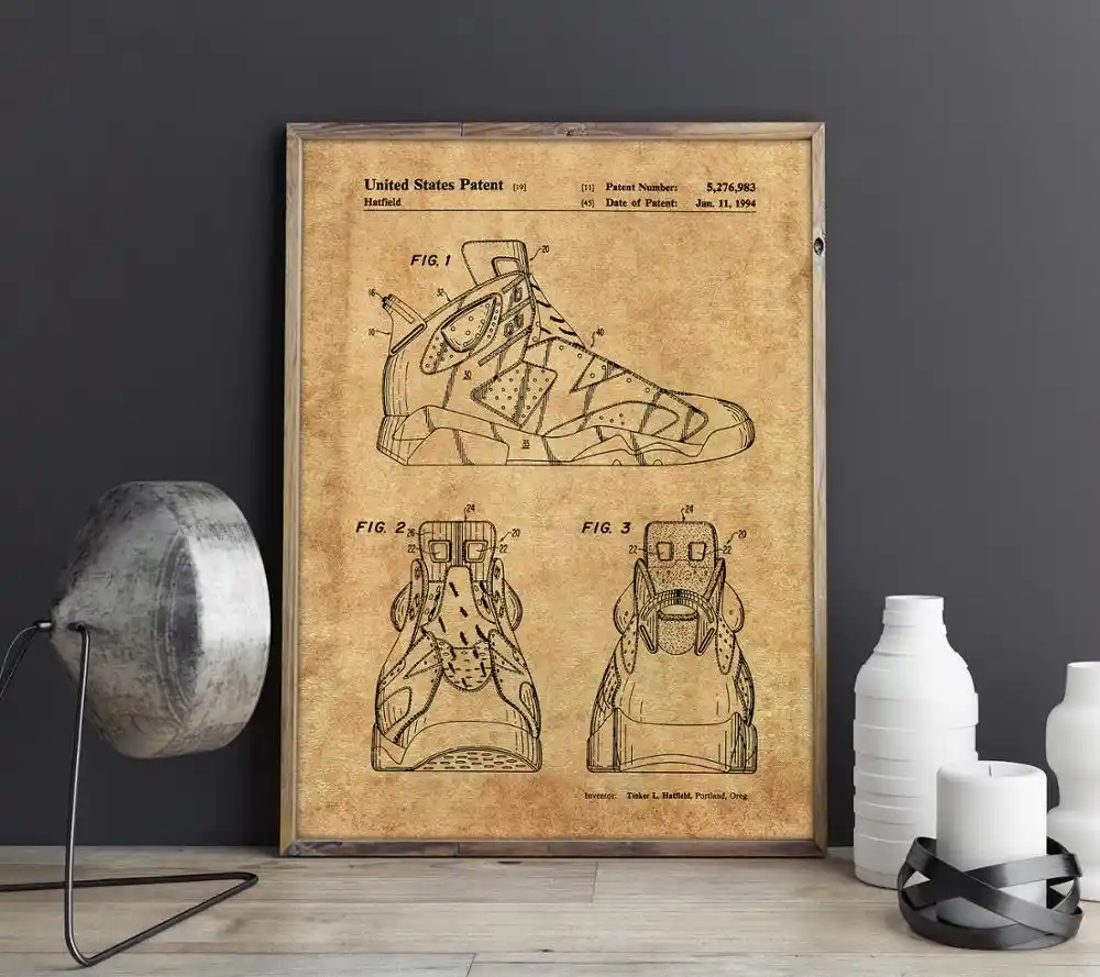 Scarpe da ginnastica brevetto per Nike Air Jordan amante, Scarpe di arte  della parete, poster, arredamento della camera, della stampa dell'annata,  blueprint, Decorazioni murali| | - AliExpress