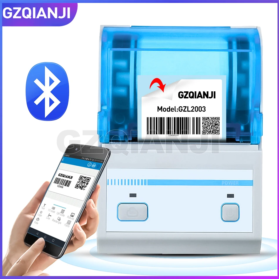 2inch Pos Label Printer USB+Bluetooth Barcode Generated Printing Edit Android Tablet with MHT Lable App Thermal Printer GZL2003