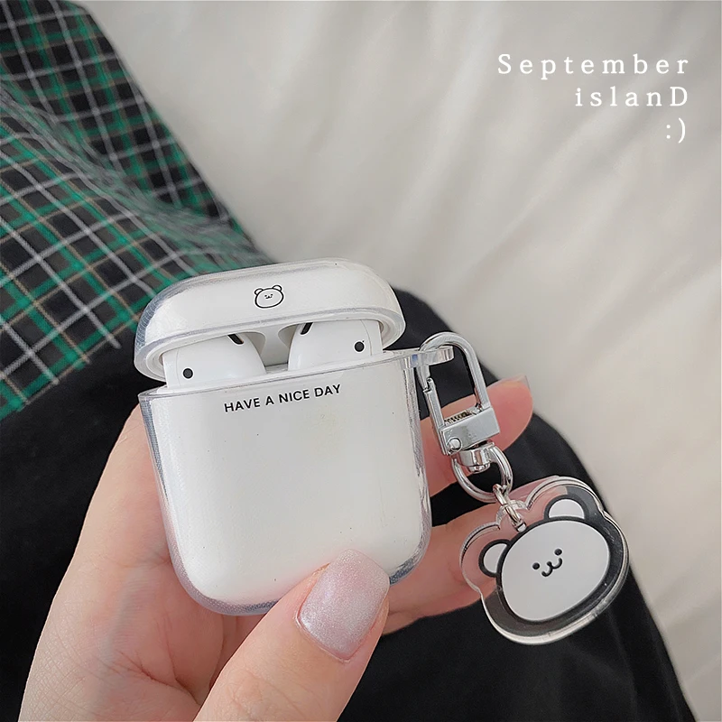 

Cute Bear Transparent Simple Soft TPU Case for AirPods Pro Case Luck Day Earphone Accessories Funda for AirPod 2 3 AirPods Cover