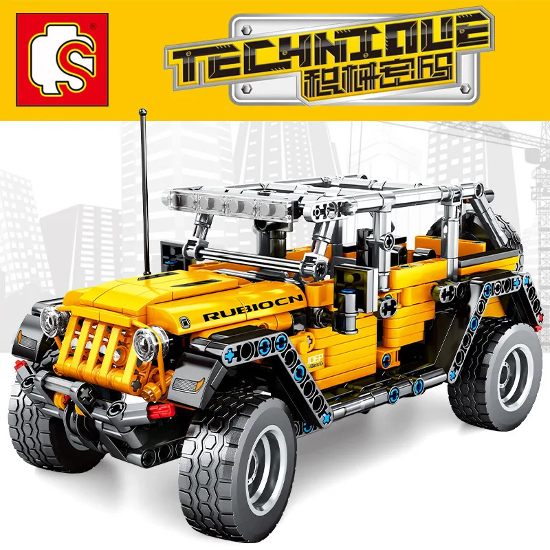 

701601 mechanical code Jeep off-road vehicle building blocks assembled and inserting puzzle small particles building blocks gift