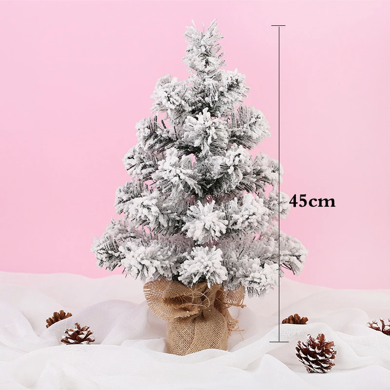 Tree J 45/50/60 см мини искусственная Рождественская елка Oval фотообои для съемки детей с год украшения дома рабочего украшения из флока в виде снежинок - Цвет: Tree J