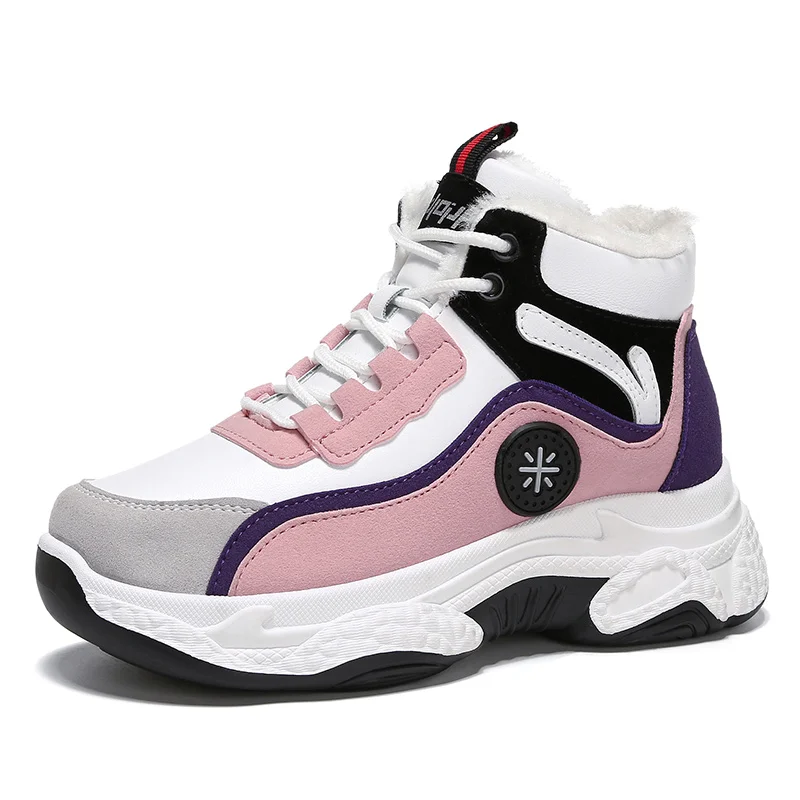 

winter increase the sports women's shoes winter girls warm cotton shoes big children plus velvet less girls leisure winter boots