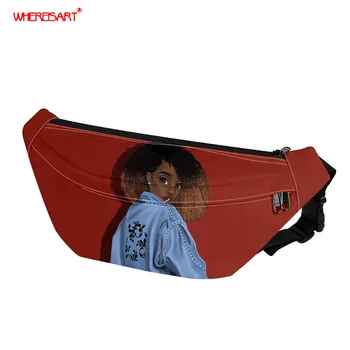 

WHEREISART Waist Bag African Girls Melanin Queen Printed Fanny Pack for Women Black Art Belt Bags Multi-functional Crossbody Bag