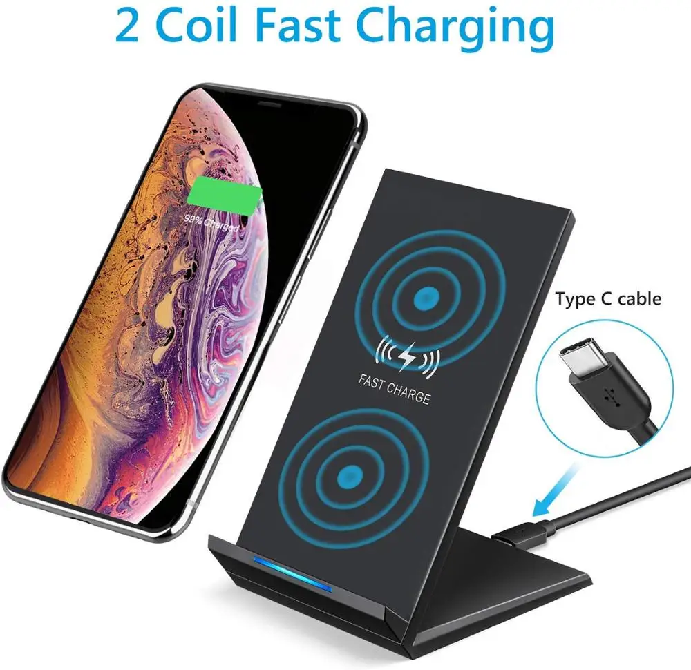 DCAE 15 Вт QI Быстрая зарядка беспроводное быстрое зарядное устройство Usb Tpye C QC 3,0 10 Вт Подставка для зарядки для iPhone 11 Pro XS XR X 8 samsung S10 S9