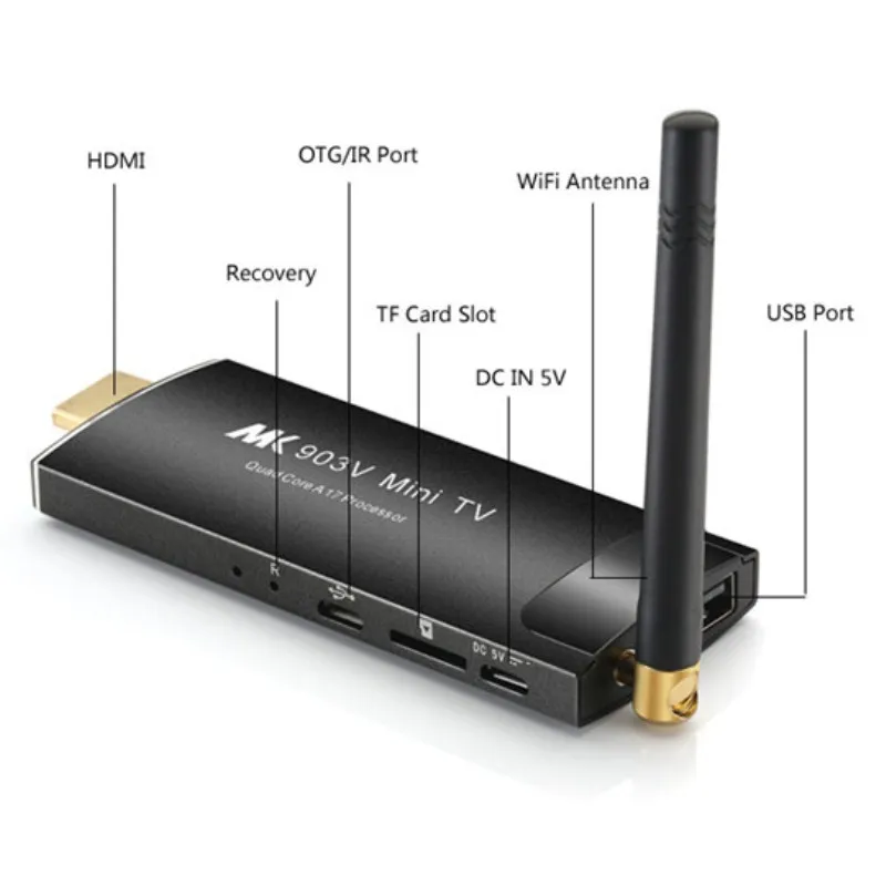 MK903V Android 7,1 ТВ-карта RK3288 четырехъядерный 2 Гб ОЗУ 8 Гб ПЗУ HDMI 4K* 2K H.265 2,4 ГГц/5 ГГц двойной WiFi OTG USB 1080P ТВ-ключ