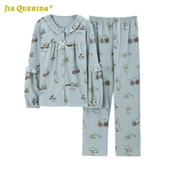 

Blue Pj Set New Long Sleeve Long Pants Sleepwear Fashion Style Casual Style Pajamas Set Spring Autumn Homesuit Homeclothes