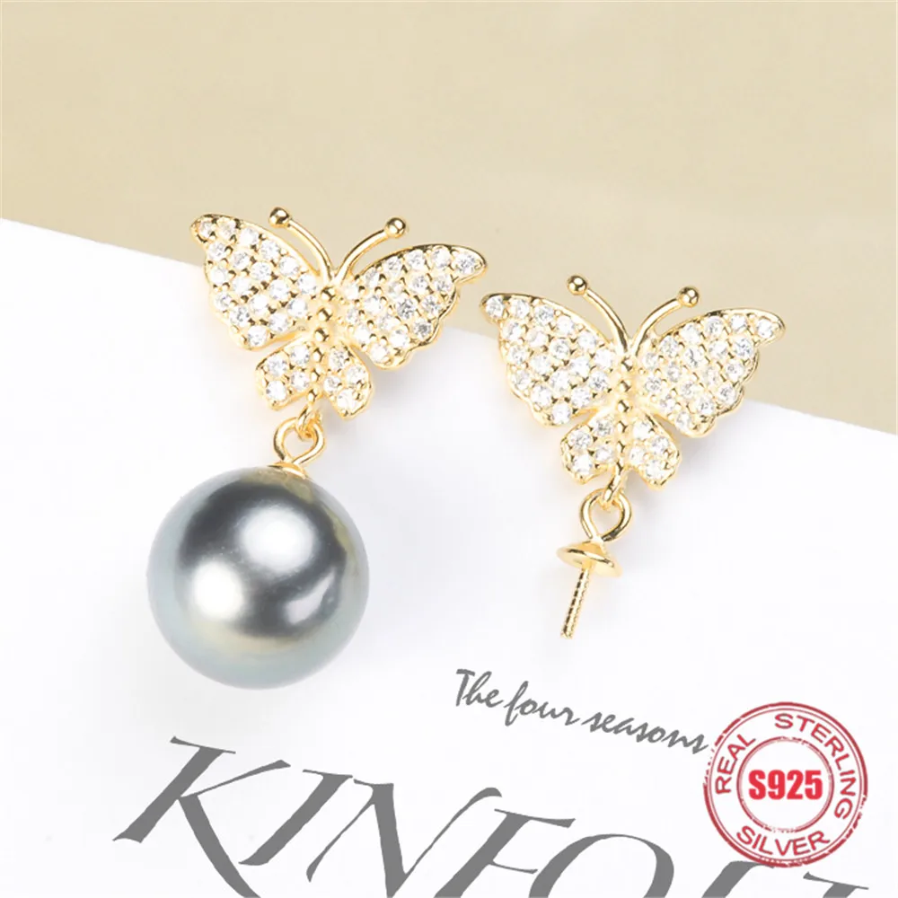 

Classic Pearl Earrings Mounting S925 Sterling Silver Earrings Hooks Dangle Fittings Handmade Craft Accessory