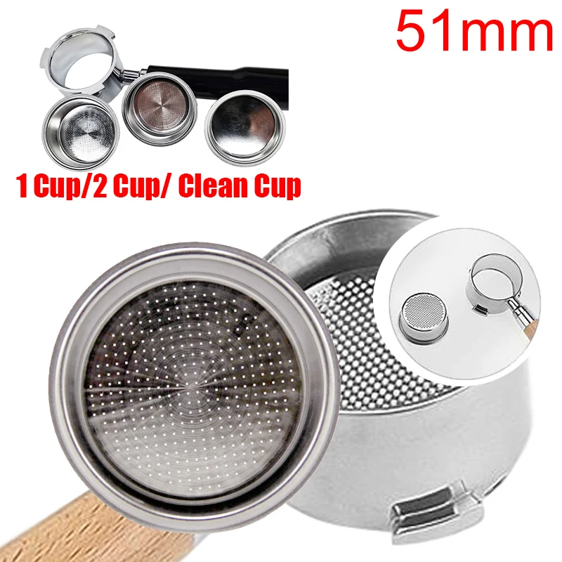 Filtro para máquina de café de una sola capa, filtro para máquina de café de acero inoxidable 304, 1 taza, 2 tazas, 51/58mm