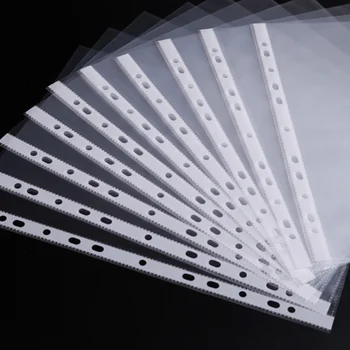 

100pcs Transparent PVC 11 Holes A4 File Protection Film Stationery Supplies