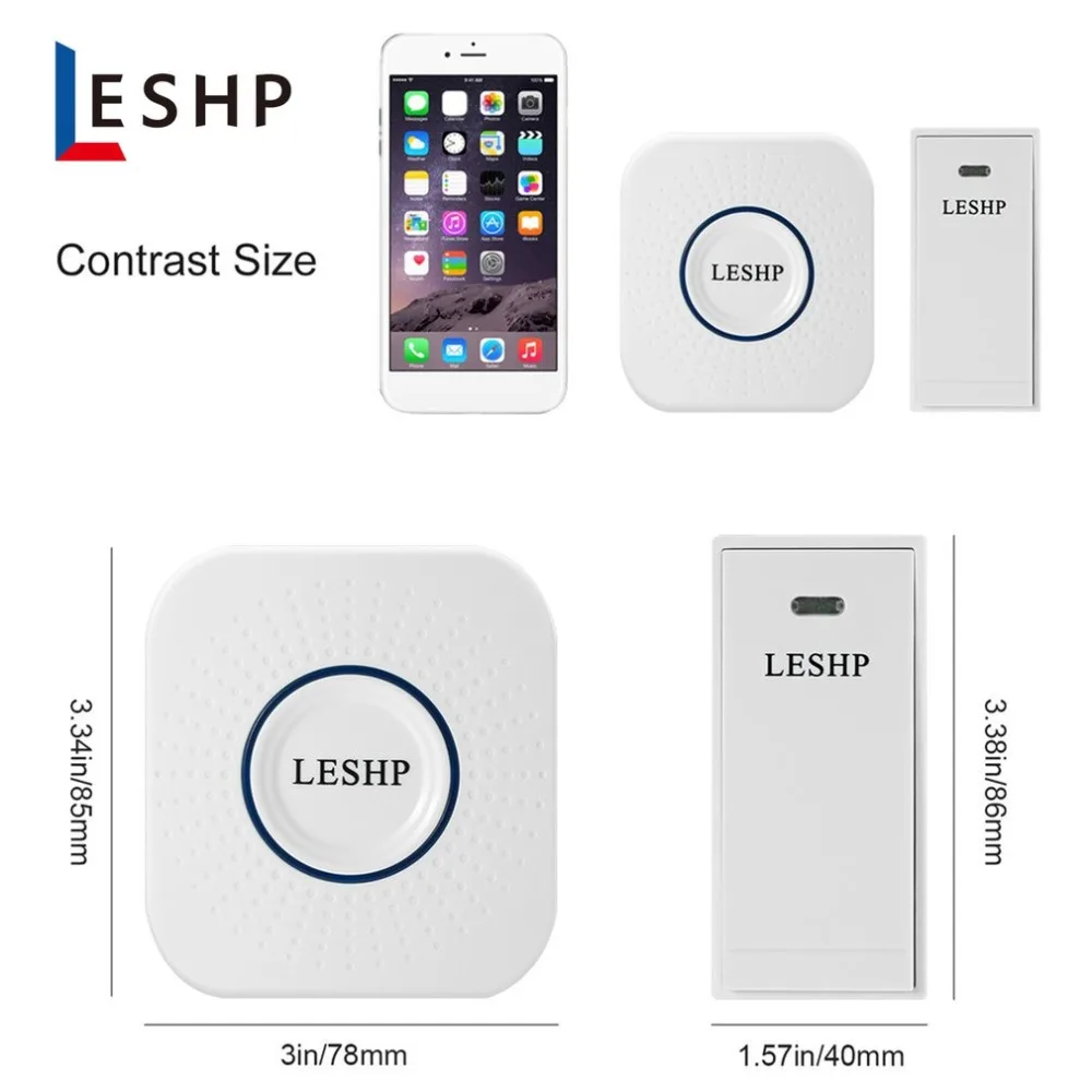 LESHP легко установить беспроводной музыкальный дверной звонок 150 м дальний пульт дистанционного управления ночник 58 штук Chord музыка