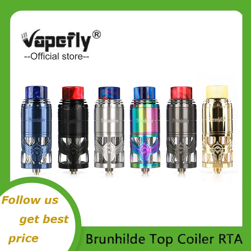 Online En existencia cigarrillo electrónico Vape Vapefly Brunhilde superior Coiler RTA tanque 8 ml 2 ml W circundante superior flujo de aire doble bobina vs galaxias MTL RDTA