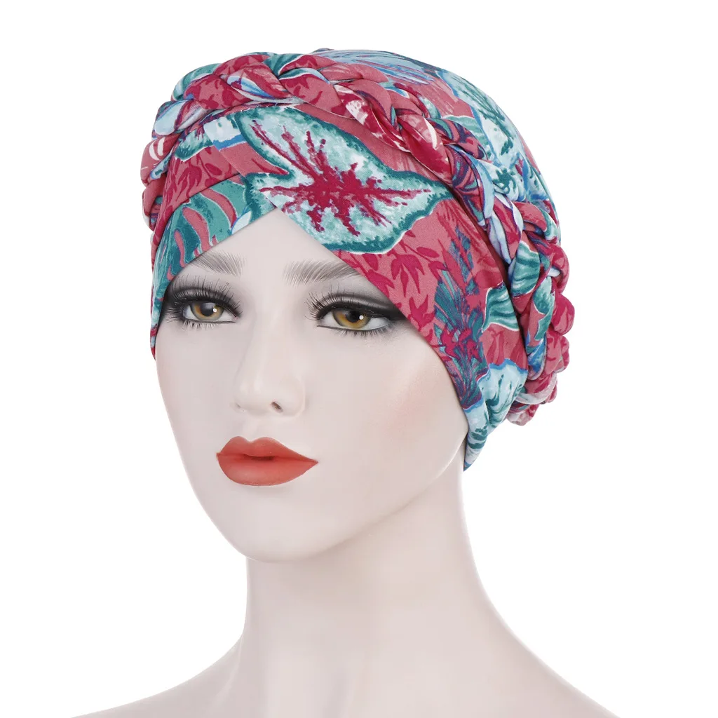 Богемский стиль женщин тюрбан шляпа хиджаб с цветочным узором шапка s шапочка для девушек аксессуары для волос головной убор в индийском стиле мусульманский шарф шапка выпадение волос 6 цветов