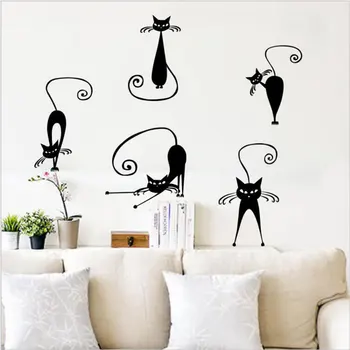 

5pcs Cute Cat Wall Stickers Funny Cute Cat Vinyl Wall Decal Stickers Home Decor for Kids Room Nursery Bedroom Poster Mural