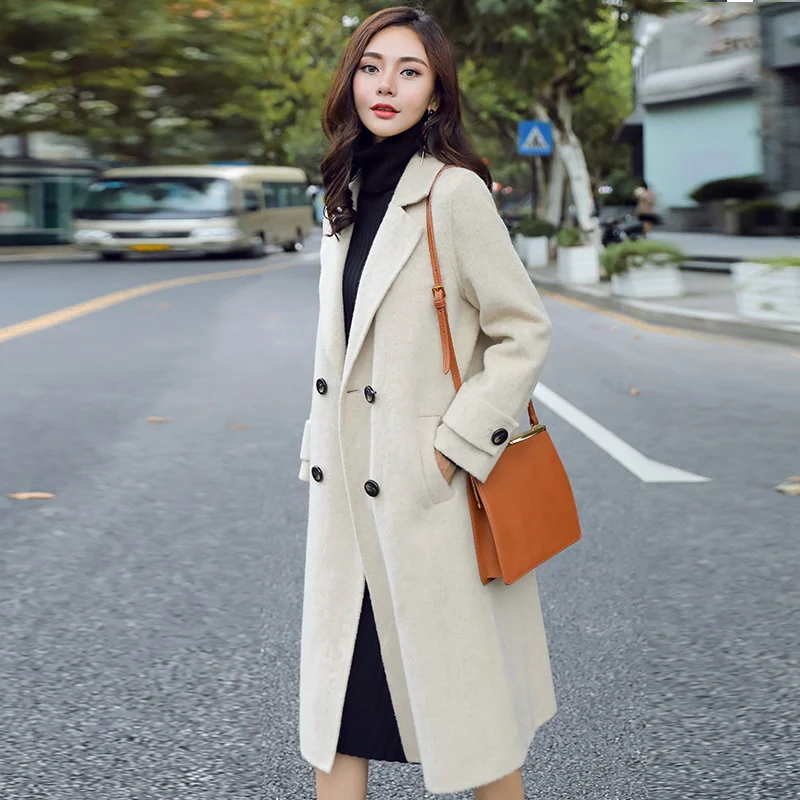 Tanie Jesień zima wełniany płaszcz kobiety koreańskie casual ladies długie płaszcze wełniane ciepłe ubrania femme 2020 nowy