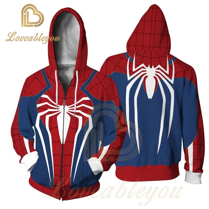 

Spider-Man Avengers Endgame Iron Spiderman Cosplay Costume Sweatshirts for Men Zipper Streetwear Hoodie Off White Polerones