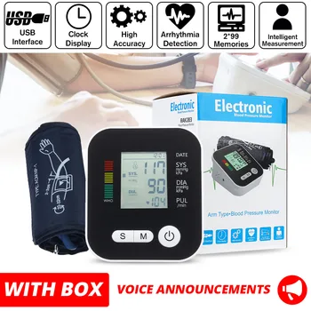 

Digital LCD Arm Tonometer Blood Pressure Monitor Automatic Apparatus for Measuring Pressure Heart Beat Meter+Voice with Box