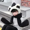 KLV Kids 3 In 1 Warm Plush Winter Hat Cute Bowknot Bear Ears Scarf Gloves Hoodie Cap ► Photo 2/6