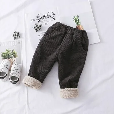 only pant Рост 80-100 см, новинка года, зимние плотные теплые вельветовые штаны с флисовой подкладкой для маленьких мальчиков 1 предмет, модные стильные детские зимние повседневные штаны - Цвет: only pant