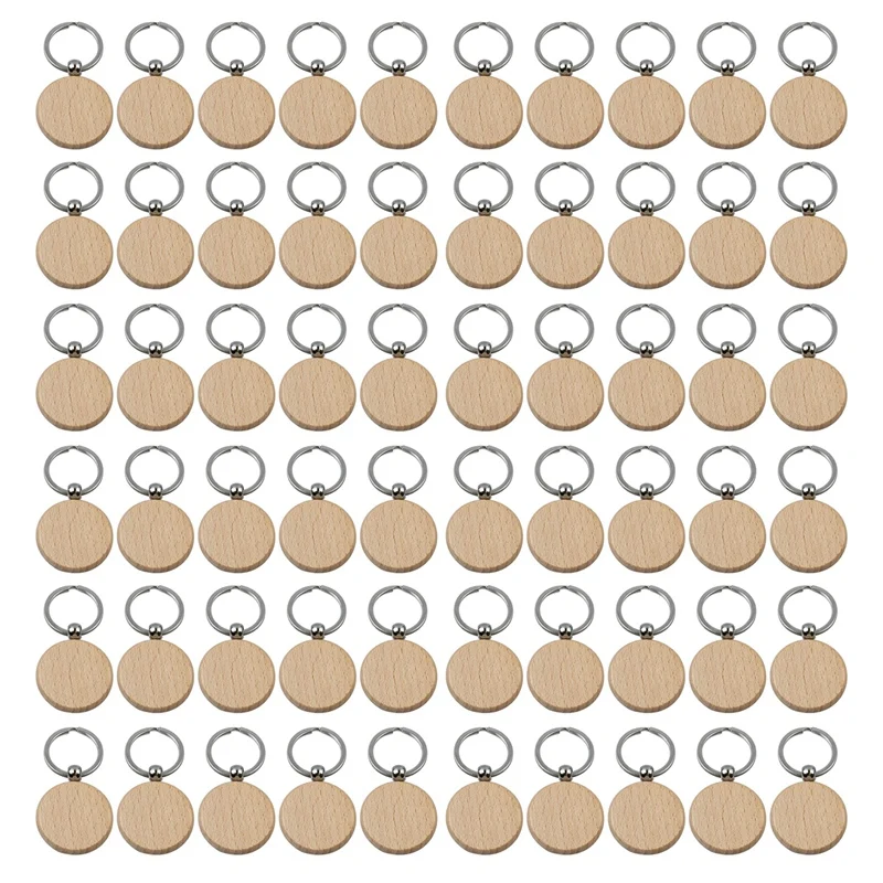 Пустые круглые деревянные брелки для ключей 60 шт. сделай сам с гравировкой