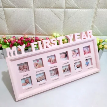 

12 Months Infant Souvenirs Newborn Baby My First Year Moments Girls Boys Display Multifunctional Photo Frame Ornaments PVC Show