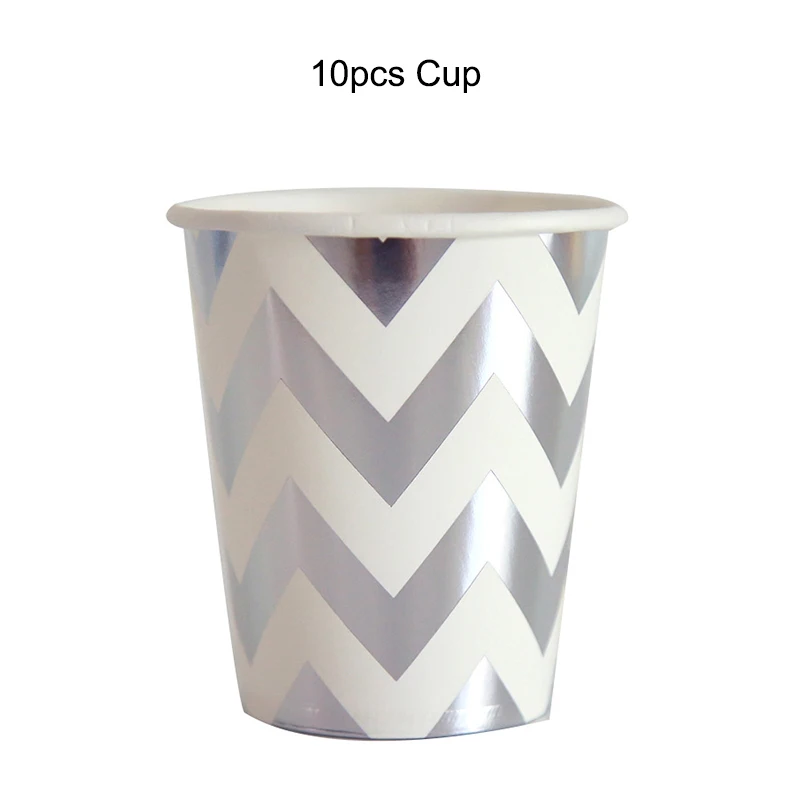 Gold/Silver Birthday Party Disposable Tableware disposable Wedding decoration plate cup baby shower decoration kids - Цвет: 10pcs cup